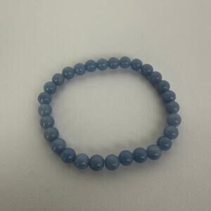 Angelite Gemstone Womens Accessory Light Blue 8mm Power Bead Stretch Bracelet